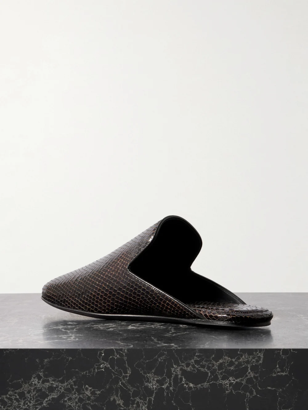 Back view of the Dries Van Noten Snake-effect Leather Mules