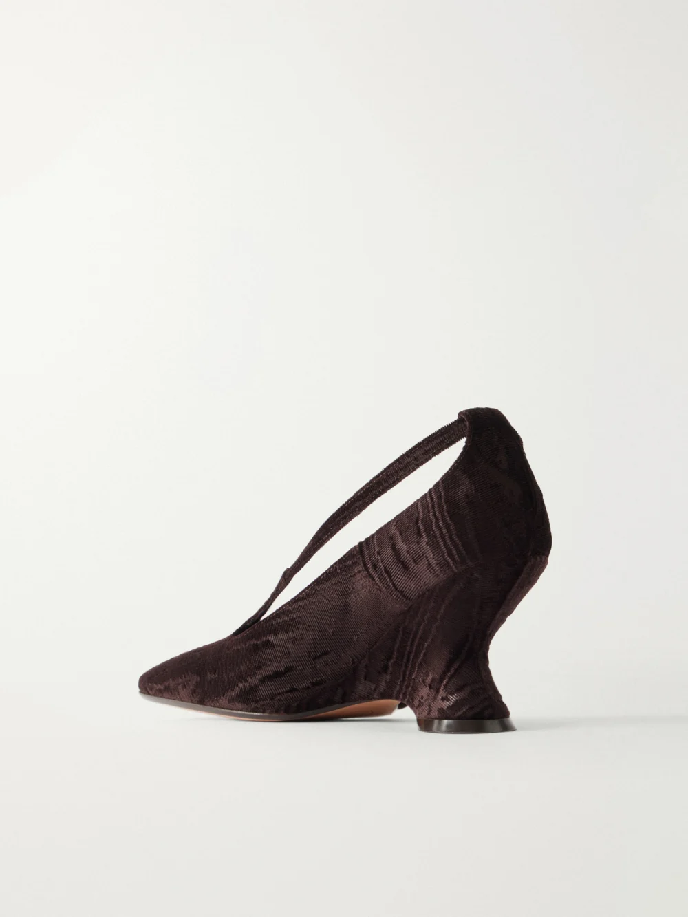 Back view of the Dries Van Noten Velvet Moiré Wedge Pumps