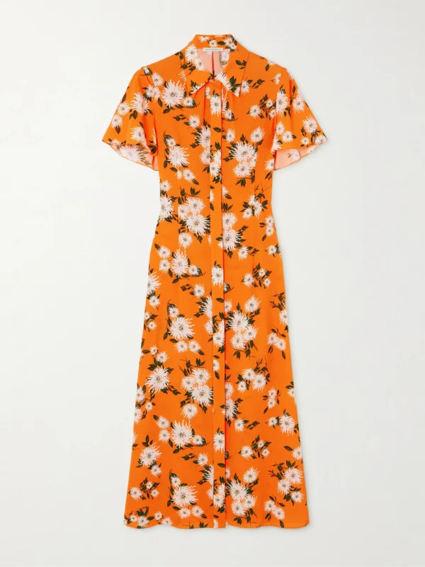 Emilia Wickstead Florencia Floral-print Stretch-crepe Midi Shirt Dress