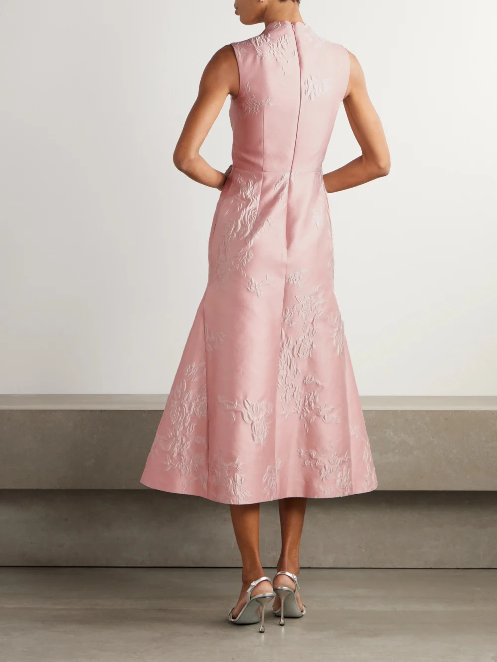 Back view of the Emilia Wickstead Kissa Jacquard Midi Dress