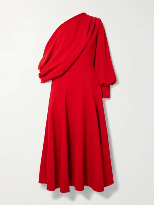 Emilia Wickstead Sehima One-shoulder Draped Crepe Midi Dress