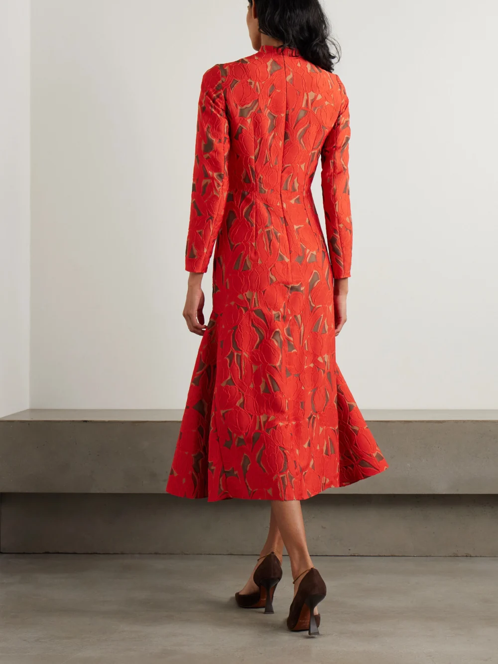 Back view of the Emilia Wickstead Seneca Cutout Twill Midi Dress