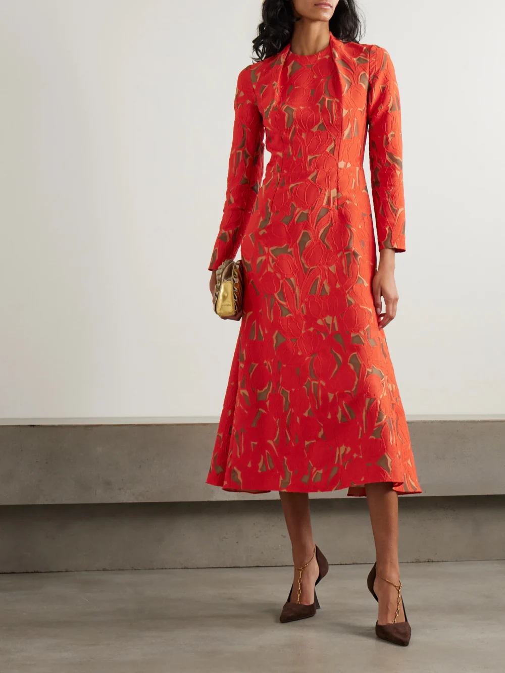 Emilia Wickstead Seneca Cutout Twill Midi Dress, worn by a model