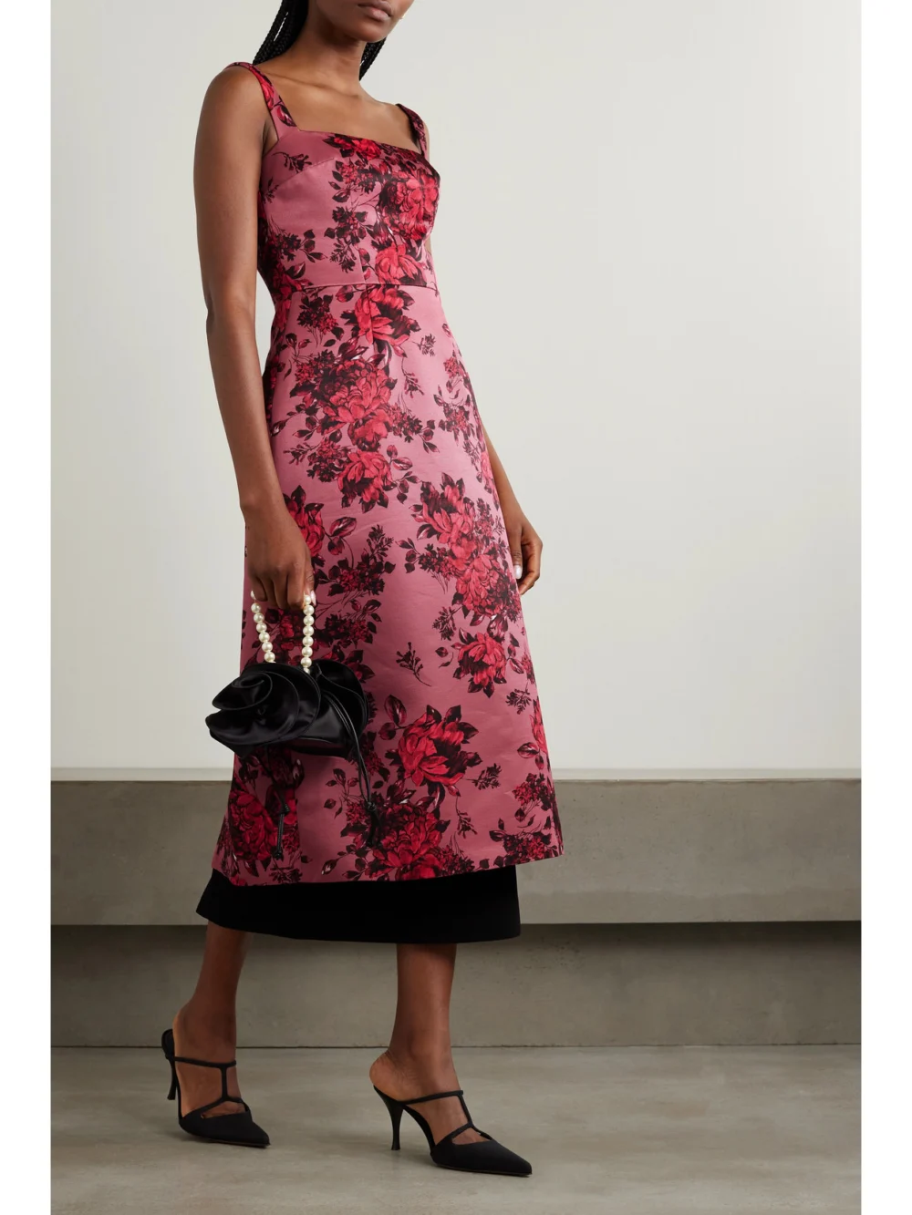 Emilia Wickstead Tiffany Layered Floral-print Faille Midi Dress, worn by a model