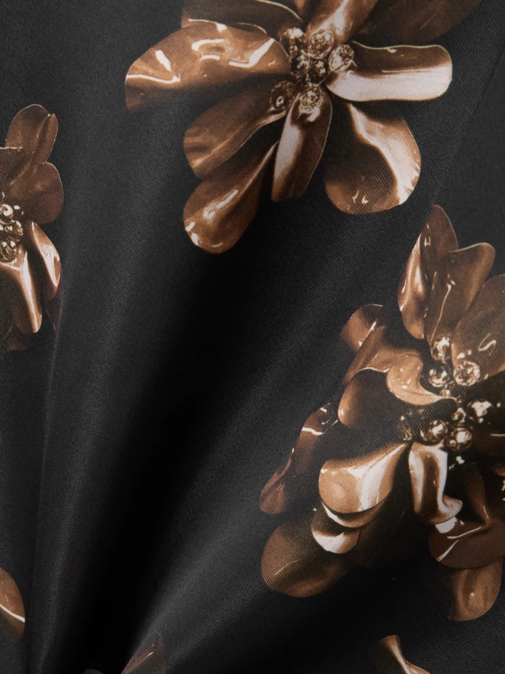 Close-up detail of the Emilia Wickstead Tippi Floral-print Satin Midi Dress