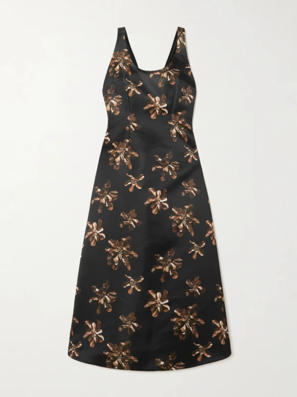 Emilia Wickstead Tippi Floral-print Satin Midi Dress