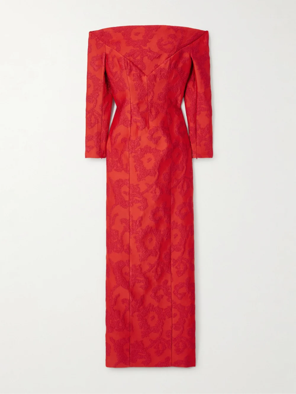 Emilia Wickstead Zarit Off-the-shoulder Bouclé-jacquard Maxi Dress in red