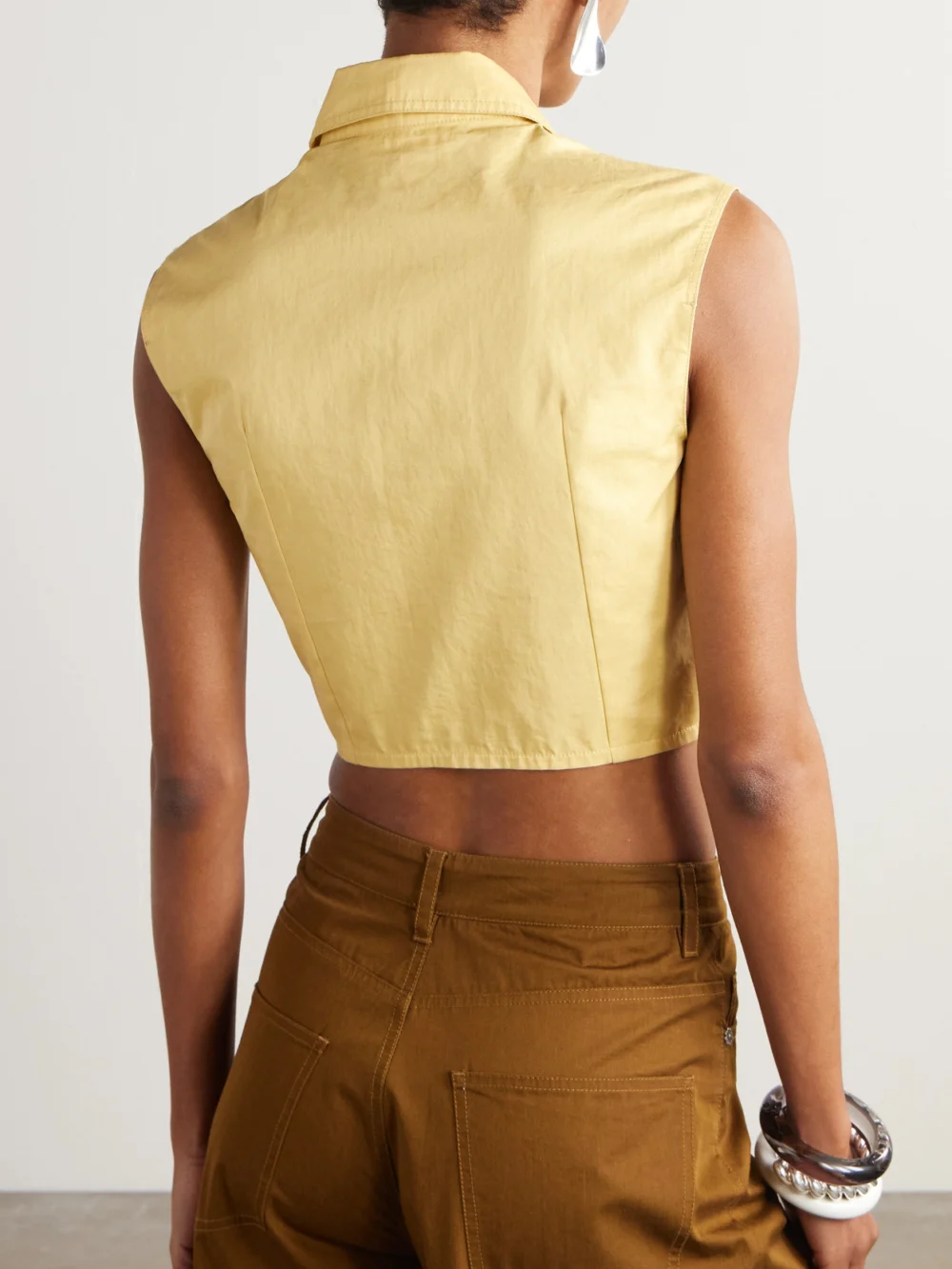 Back view of the Emporio Sirenuse Caterina Cropped Cotton-twill Top