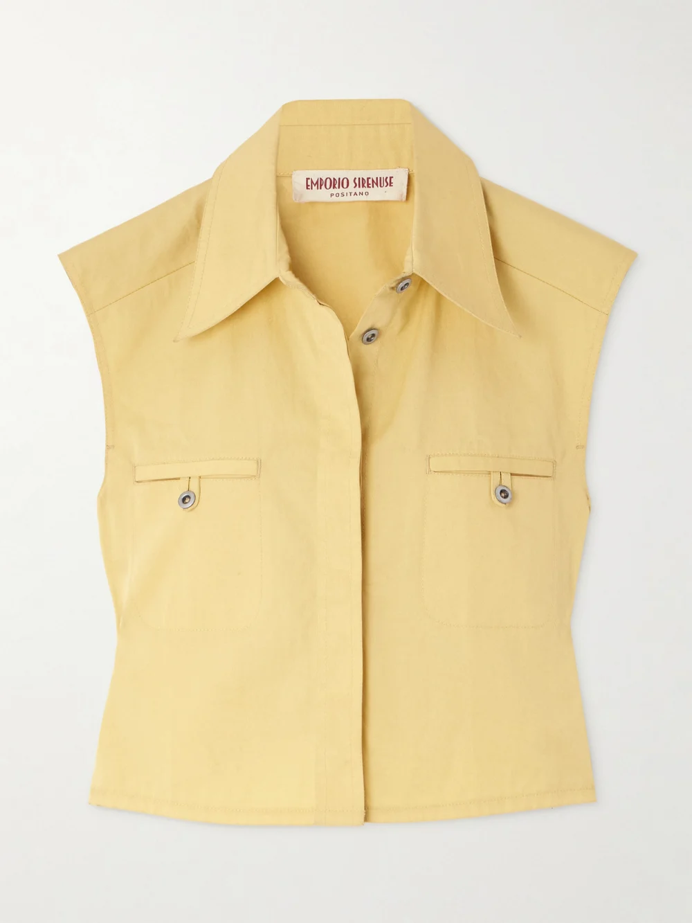 Emporio Sirenuse Caterina Cropped Cotton-twill Top in yellow