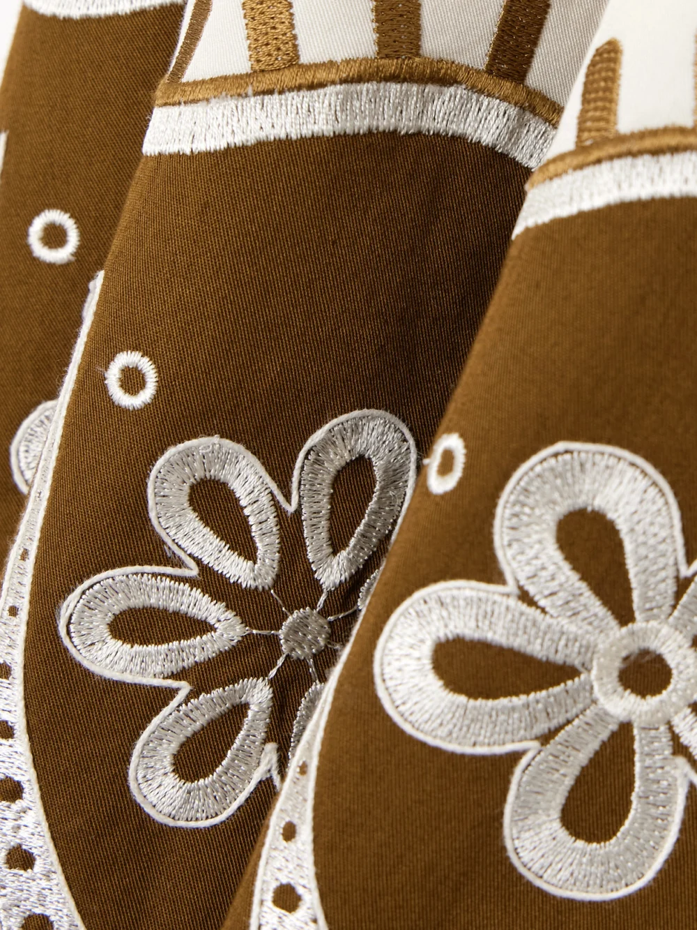 Close-up detail of the Emporio Sirenuse Elida Embroidered Cotton Midi Dress