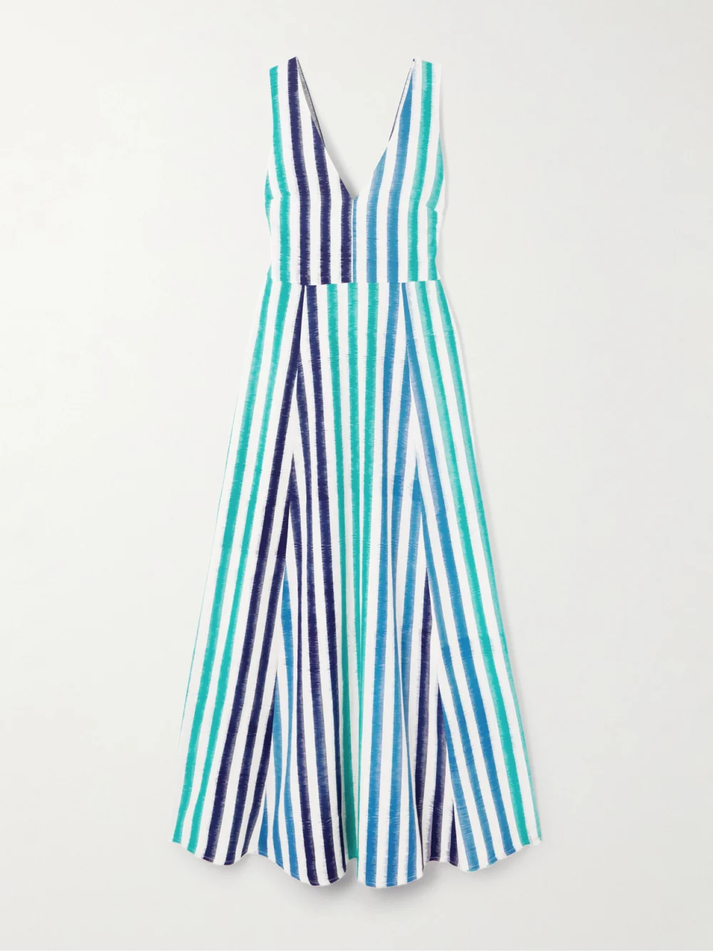 Emporio Sirenuse Nellie Striped Cotton Maxi Dress in blue