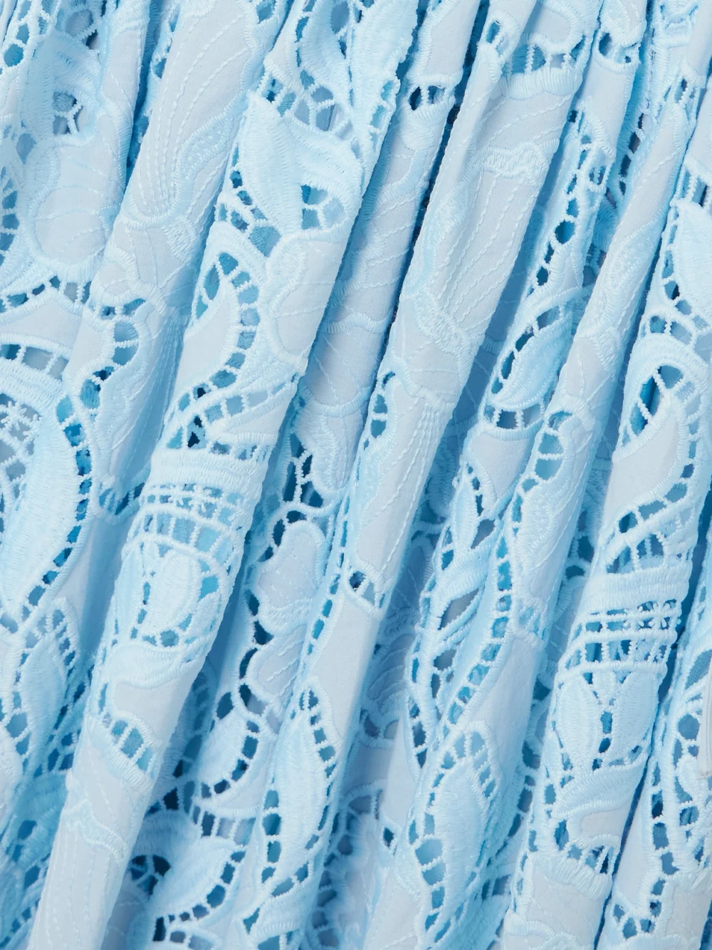 Close-up detail of the Erdem Gathered Broderie Anglaise Poplin Midi Dress