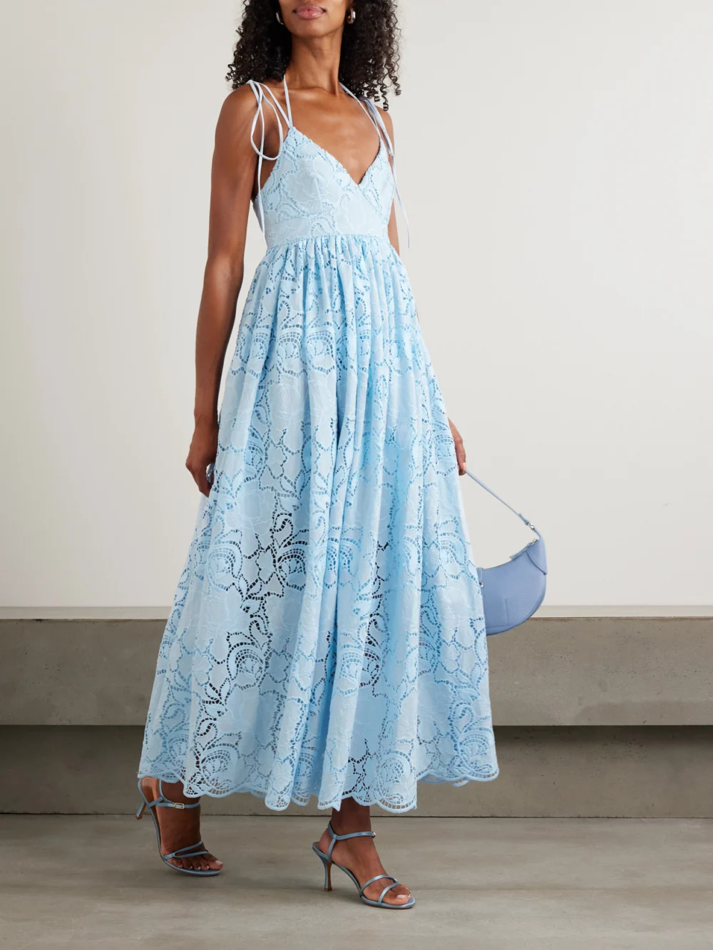 Erdem Gathered Broderie Anglaise Poplin Midi Dress, worn by a model