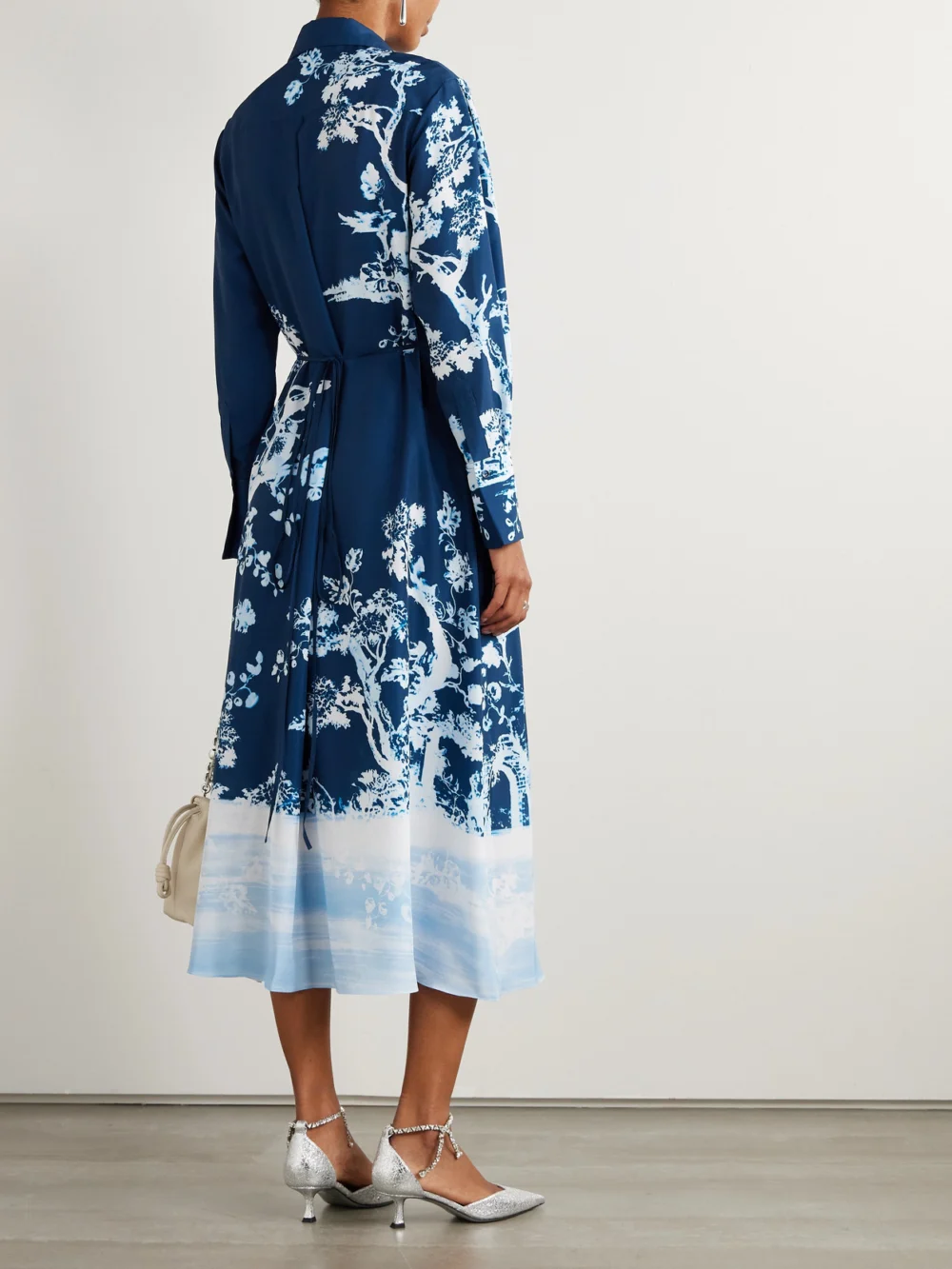 Back view of the Erdem Printed Crepe De Chine Midi Dress