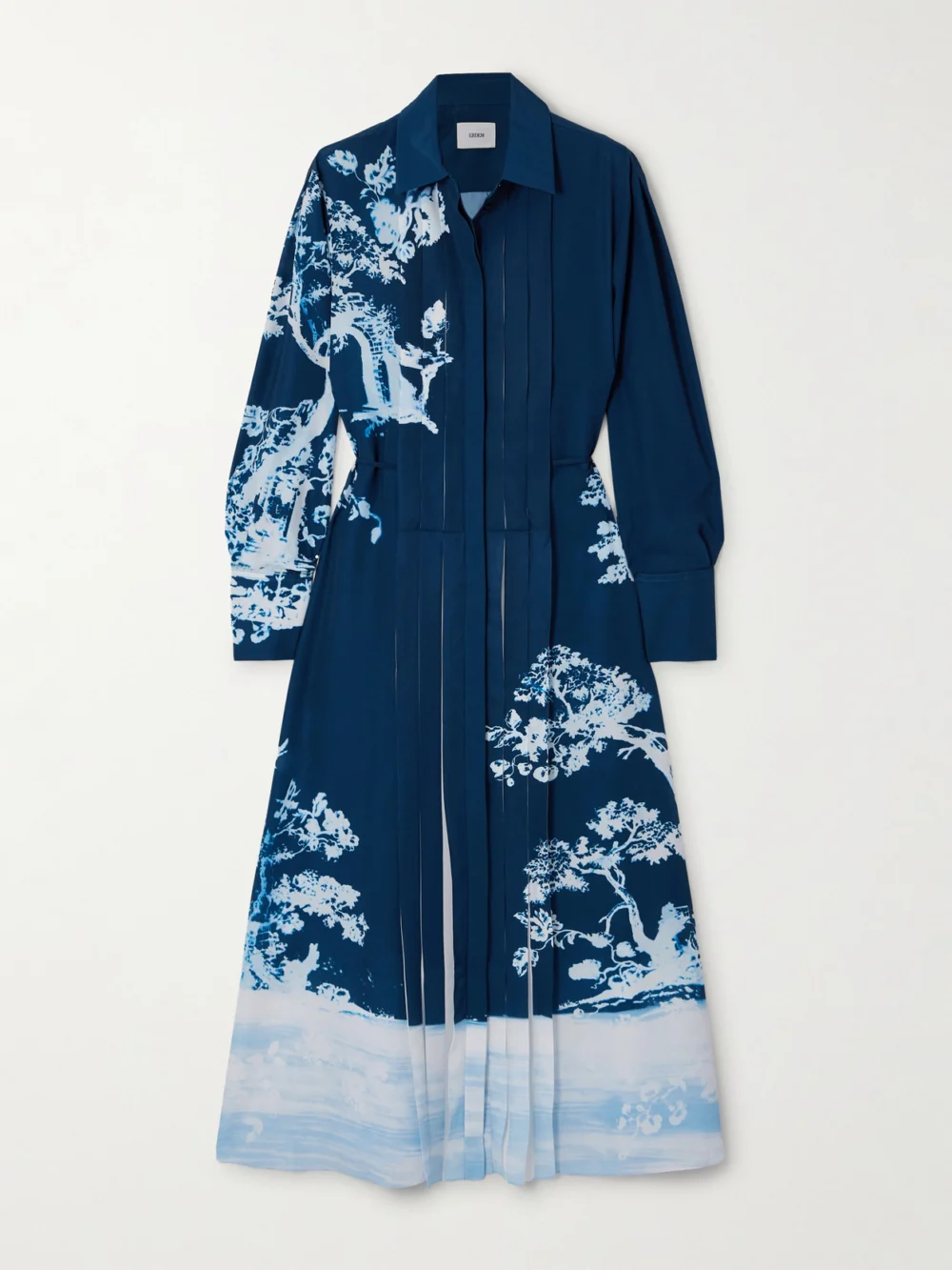 Erdem Printed Crepe De Chine Midi Dress in navy