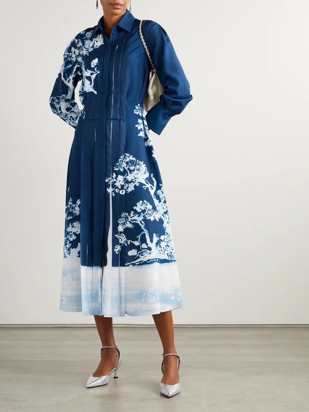 Erdem Printed Crepe De Chine Midi Dress, worn by a model