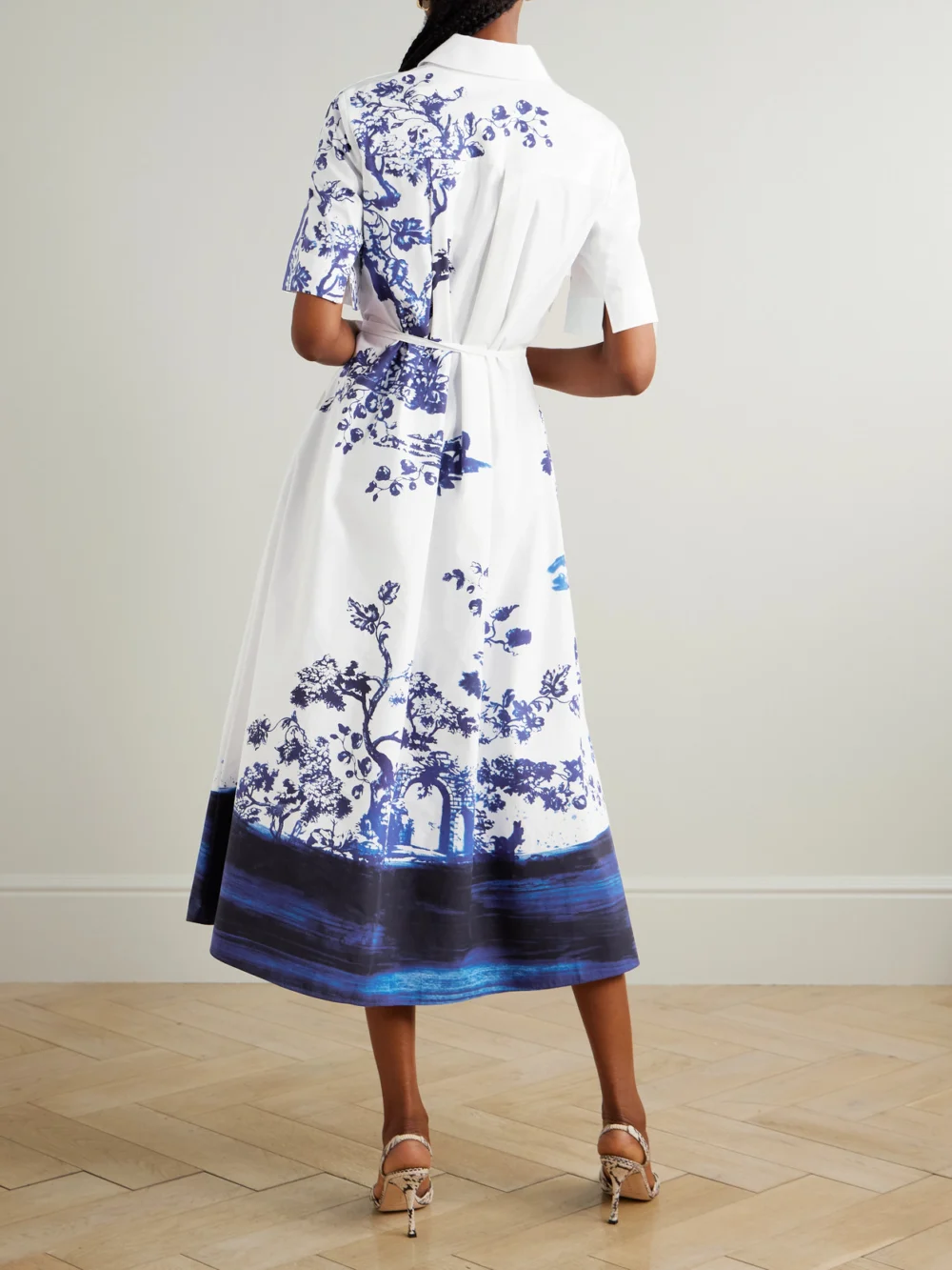 Back view of the Erdem Printed Organic Cotton-poplin Shirt Dress