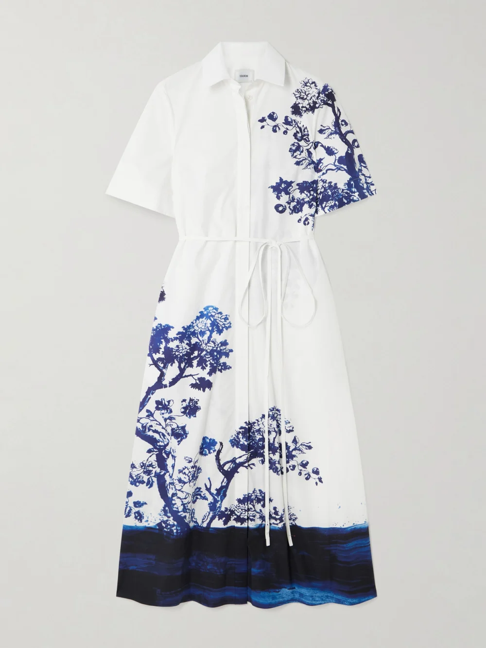Erdem Printed Organic Cotton-poplin Shirt Dress in white