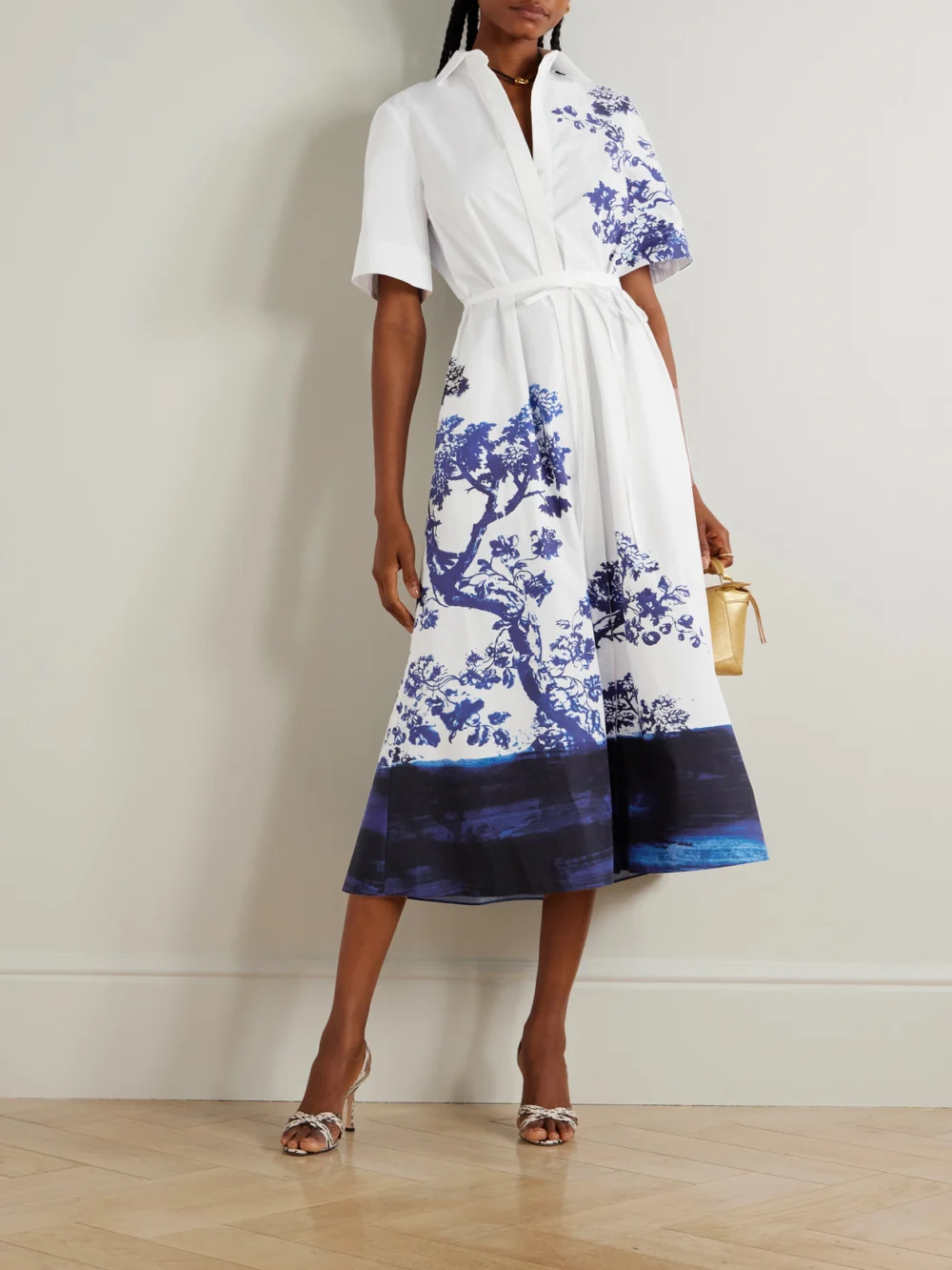 Erdem Printed Organic Cotton-poplin Shirt Dress, worn by a model