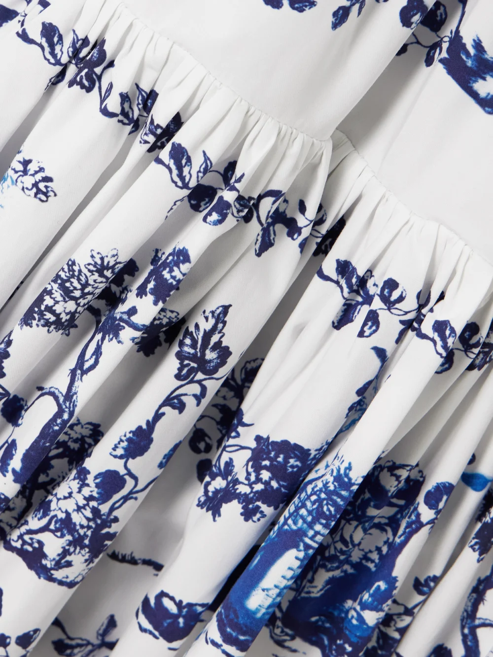 Close-up detail of the Erdem Tiered Floral-print Cotton-poplin Midi Dress
