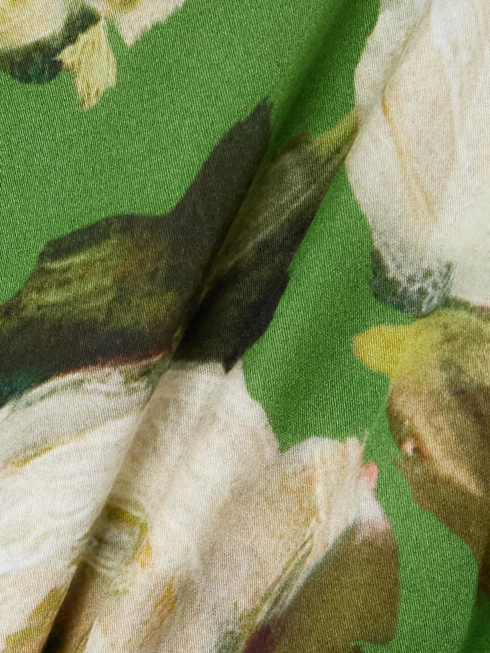 Close-up detail of the Erdem Tiered Floral-print Cotton-voile Midi Shirt Dress