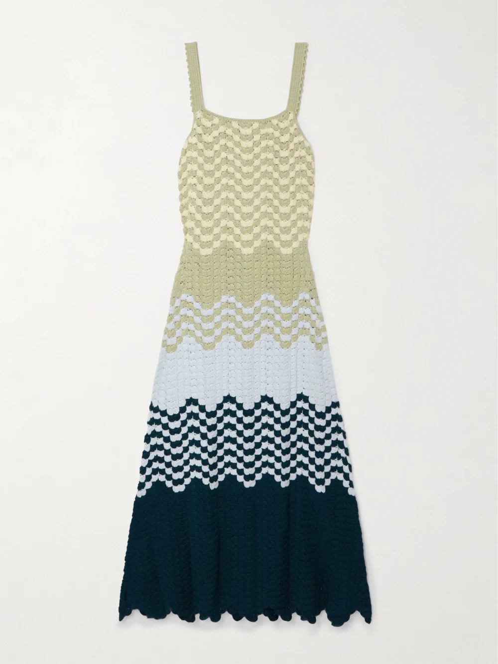Escvdo Marea Crocheted Cotton Maxi Dress in blue