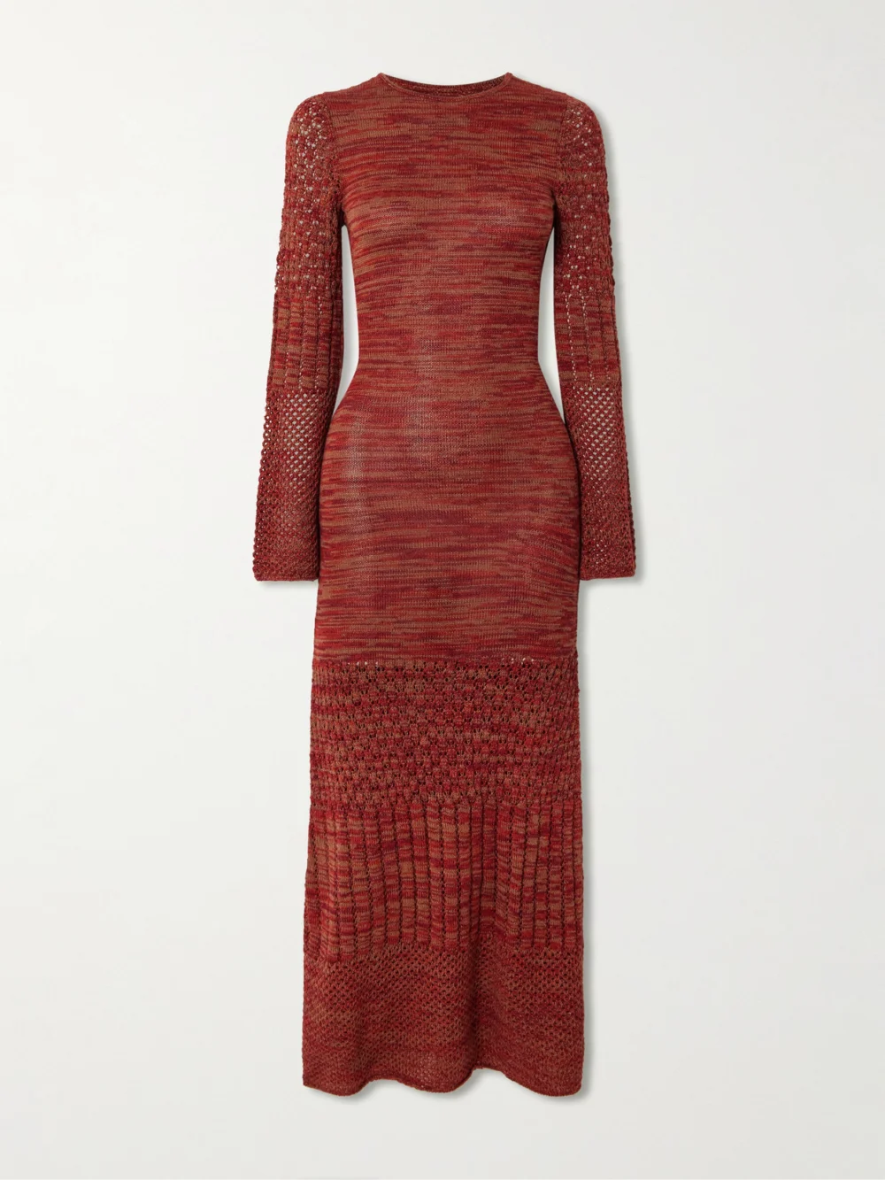 Escvdo Murga Open-back Pointelle and Ribbed-knit Alpaca Maxi Dress in brown