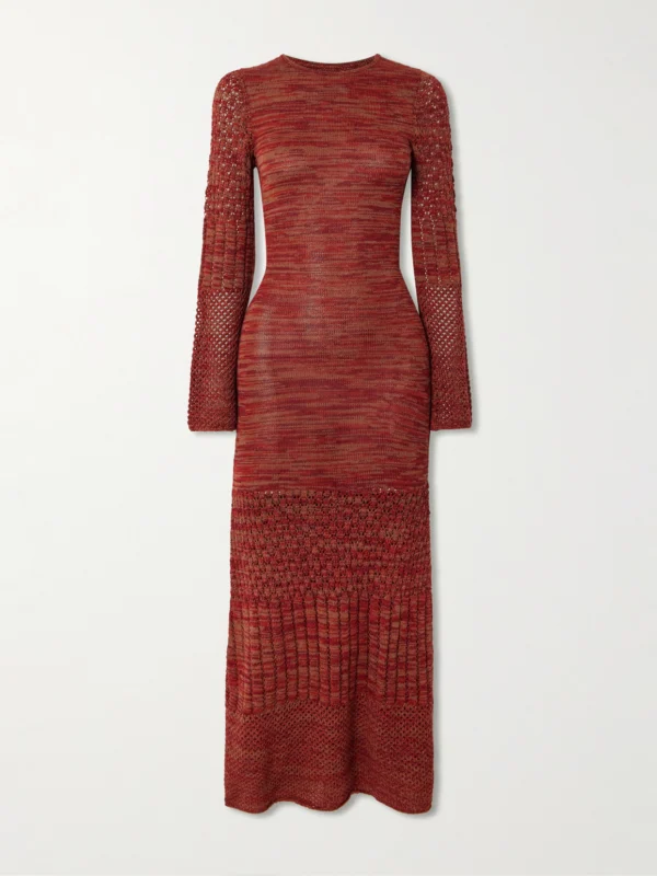 Escvdo Murga Open-back Pointelle and Ribbed-knit Alpaca Maxi Dress