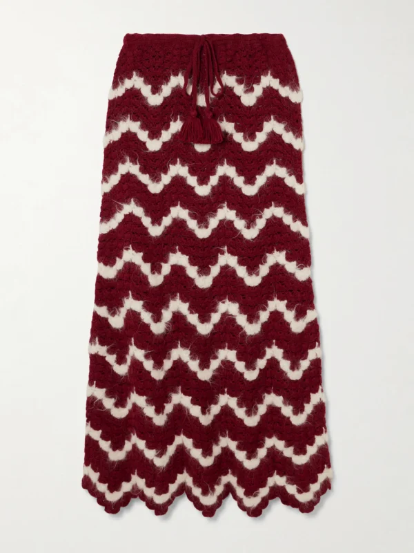 Escvdo Safi Scalloped Crocheted Alpaca Midi Skirt