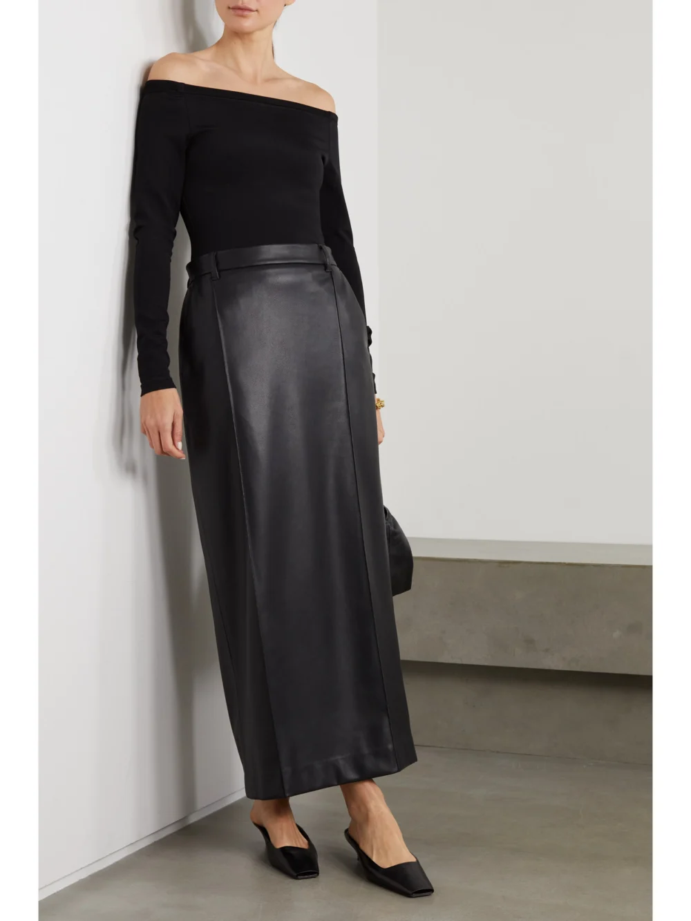 Esse Studios Off-the-shoulder Stretch-knit Top, worn by a model