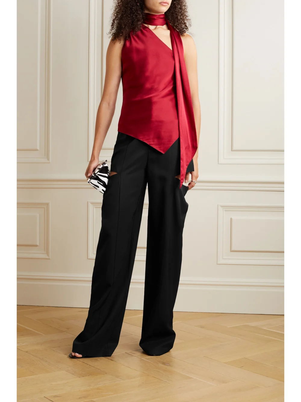 Et Ochs Ari Cutout Twill Wide-leg Pants, worn by a model