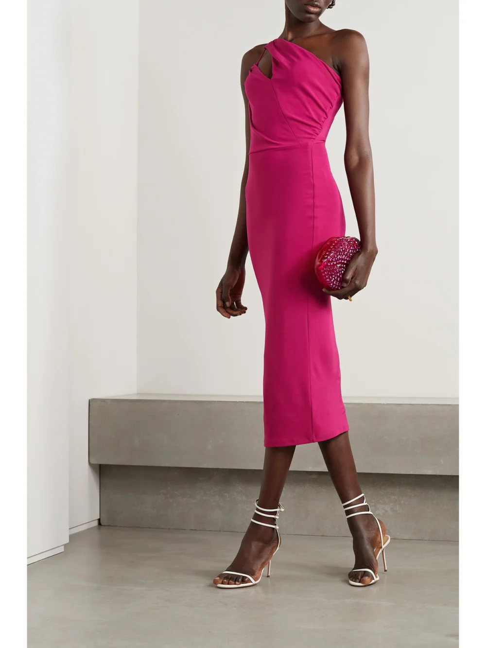 Et Ochs Ruth One-shoulder Ruched Stretch-jersey Midi Dress, worn by a model