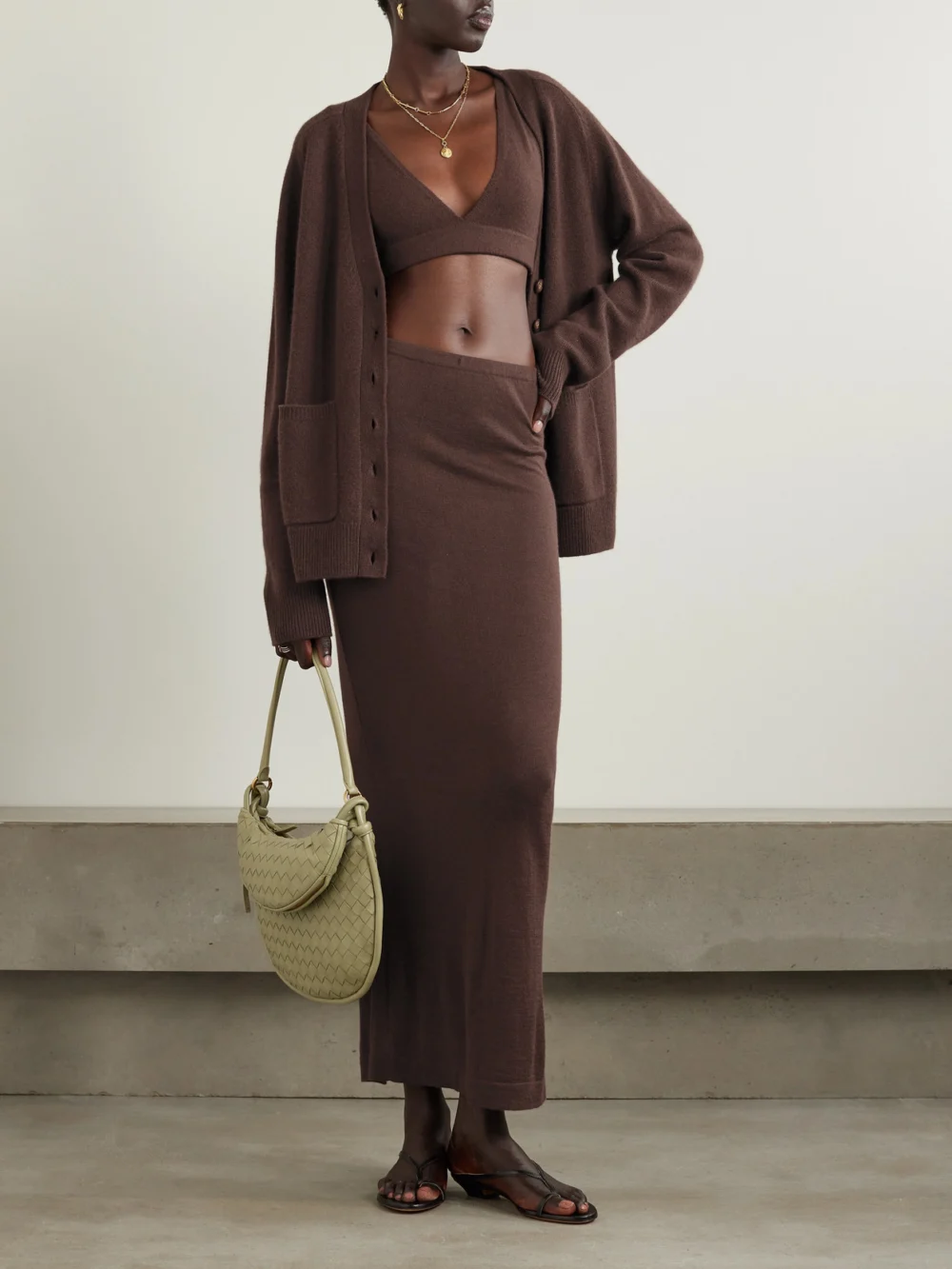 Éterne Emma Cashmere Maxi Skirt, worn by a model