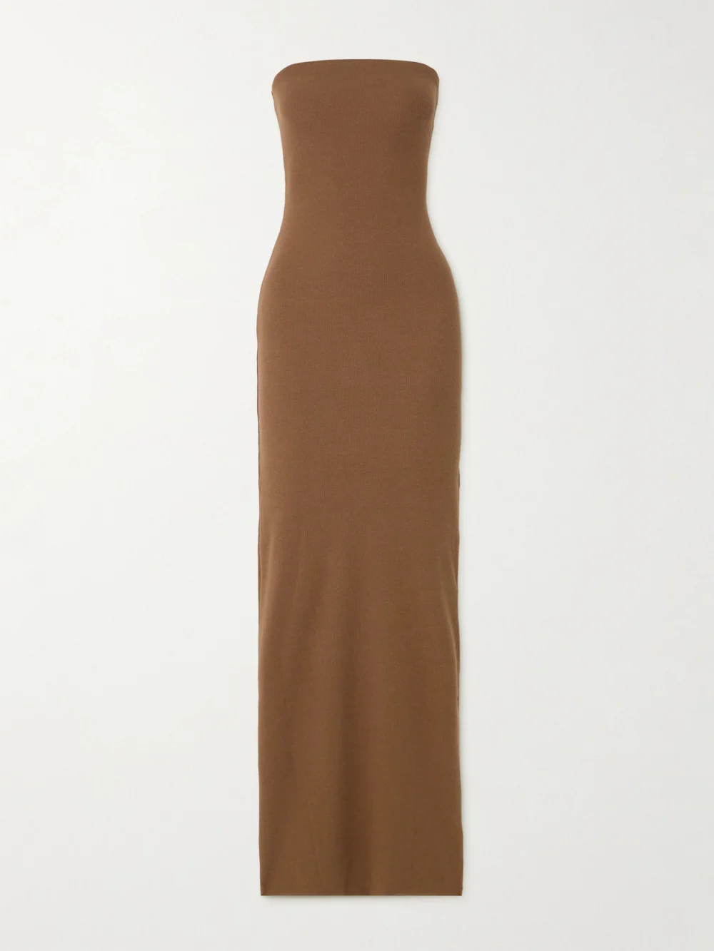 Éterne Strapless Ribbed Stretch-jersey Maxi Dress in brown