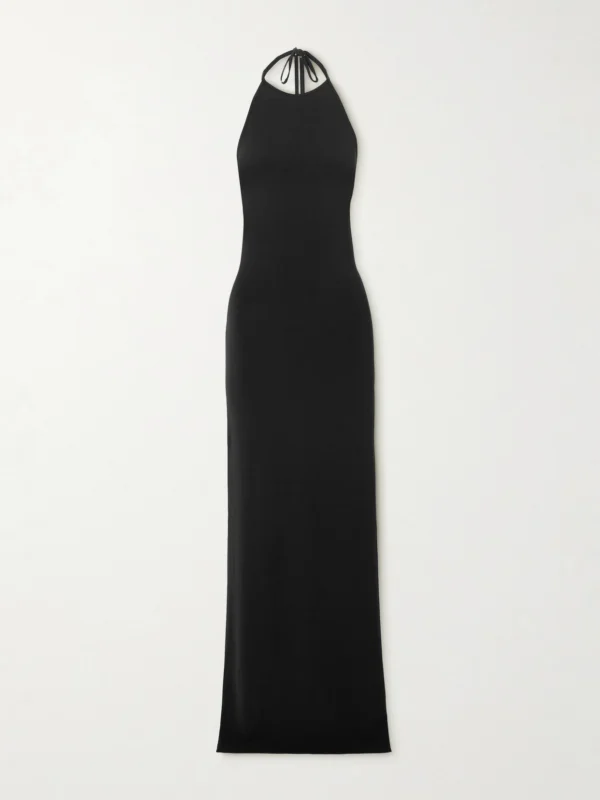 Éterne Valery Matte-jersey Halterneck Maxi Dress