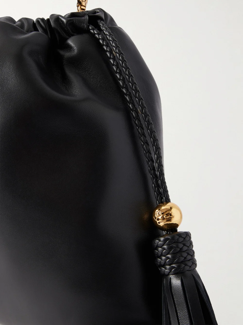 Close-up detail of the Etro Kalispera Tasseled Leather Shoulder Bag