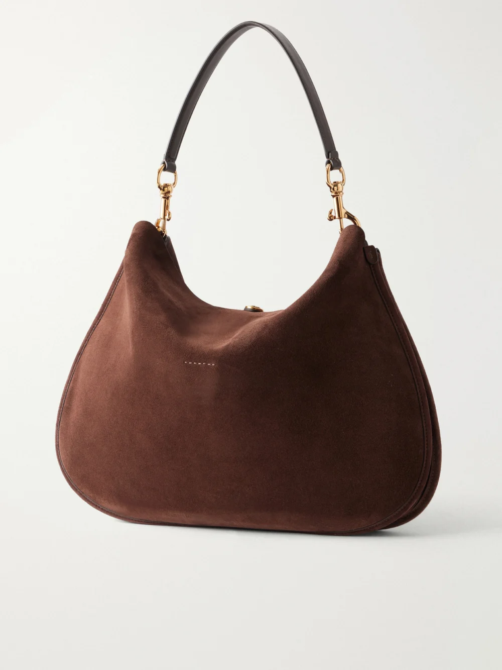Back view of the Etro Pony Large Leather-trimmed Suede Shoulder Bag