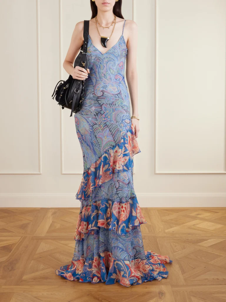 Etro Ruffles Tiered Paisley and Floral-print Silk-chiffon Maxi Dress