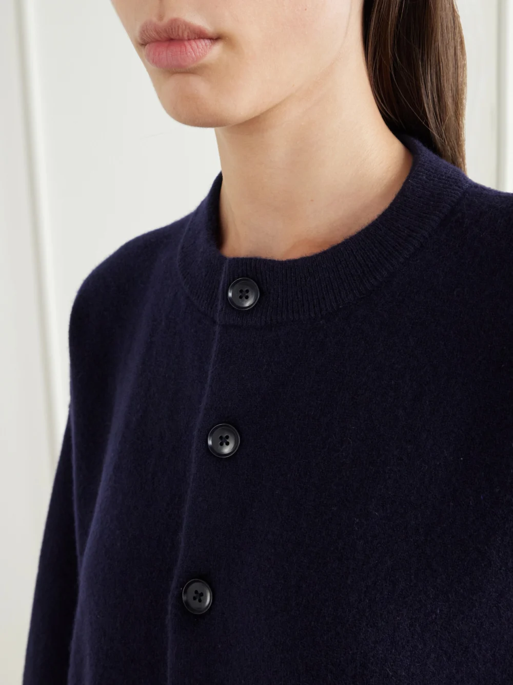 Close-up detail of the Extreme Cashmere Cashmere-blend Cardigan