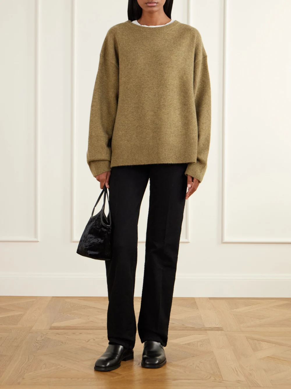 Extreme Cashmere Mike Cashmere-blend Knitted Sweater, worn by a model