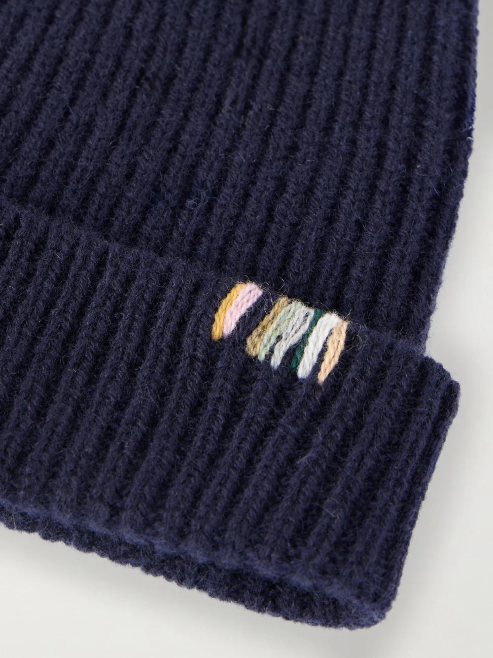 Close-up detail of the Extreme Cashmere Ribbed Cashmere Beanie