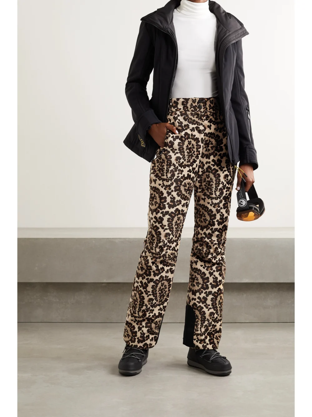 Fendi Printed Velvet Bootcut Ski Pants, worn by a model