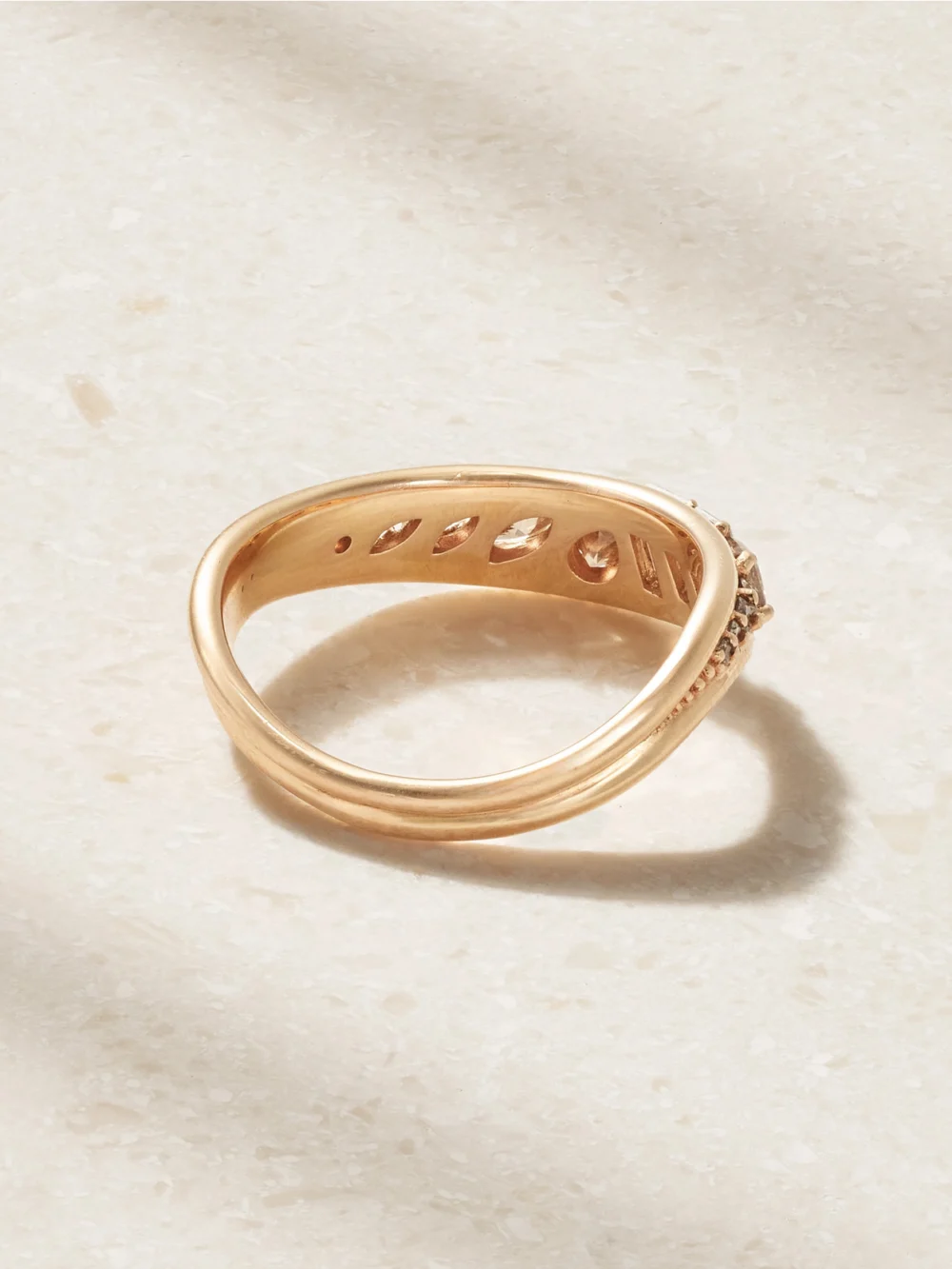 Back view of the Fernando Jorge Stream Wave 18-karat Rose Gold Brown Diamond Ring