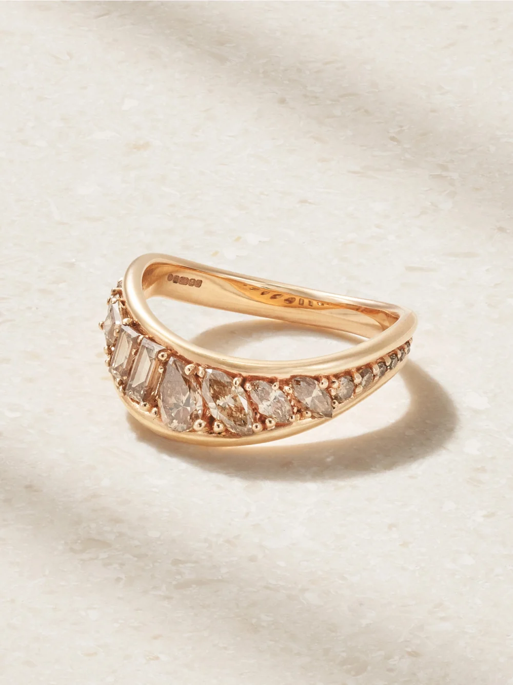 Fernando Jorge Stream Wave 18-karat Rose Gold Brown Diamond Ring in 7