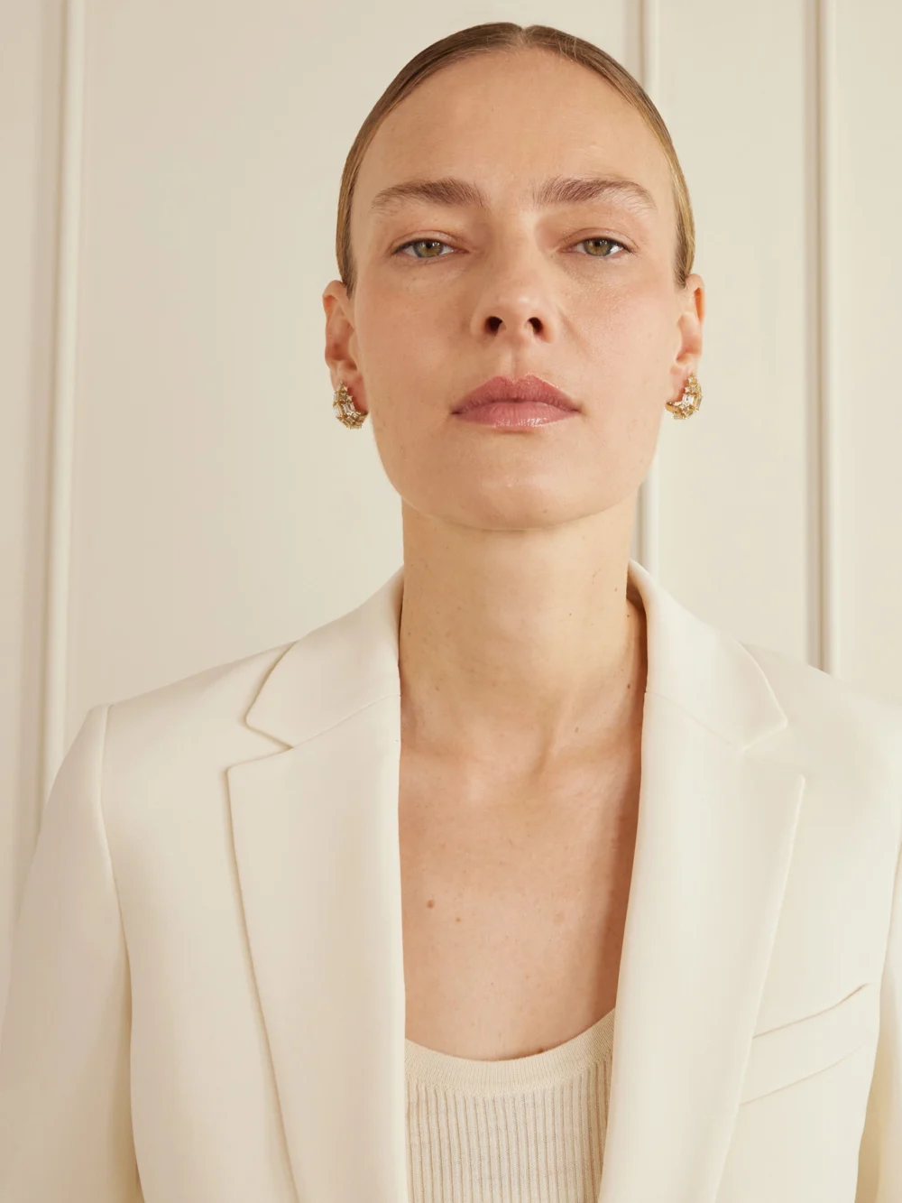 Fernando Jorge Vertex Lobe 18-karat Gold Diamond Earrings, styled view