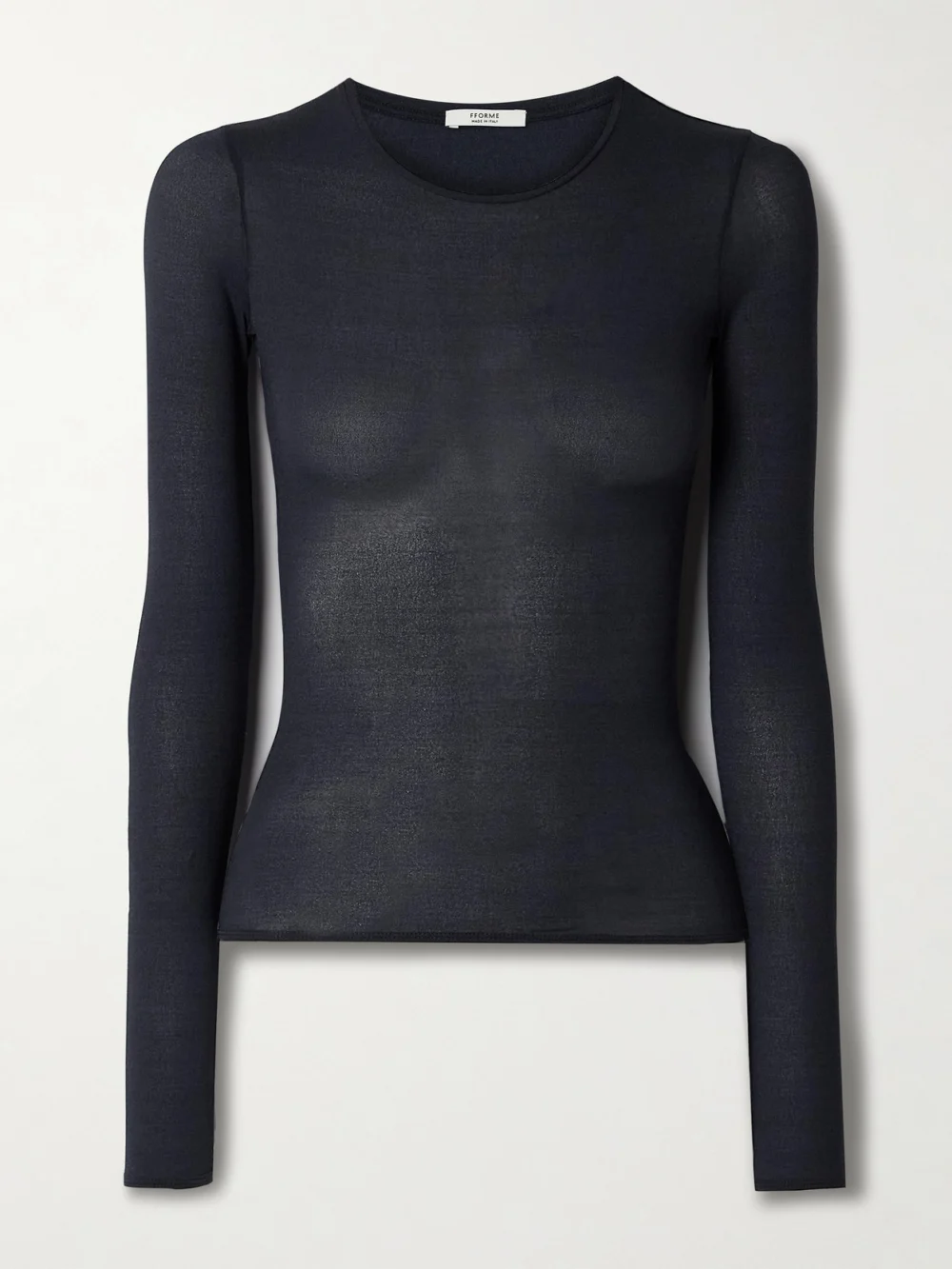 Fforme Ames Stretch-silk T-shirt in navy