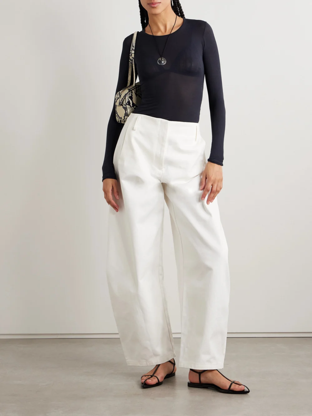 Fforme Ames Stretch-silk T-shirt, worn by a model