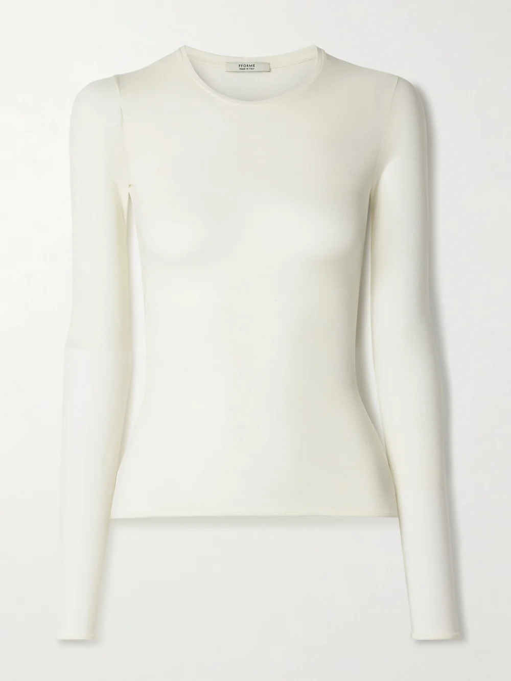Fforme Ames Stretch-silk T-shirt in off-white