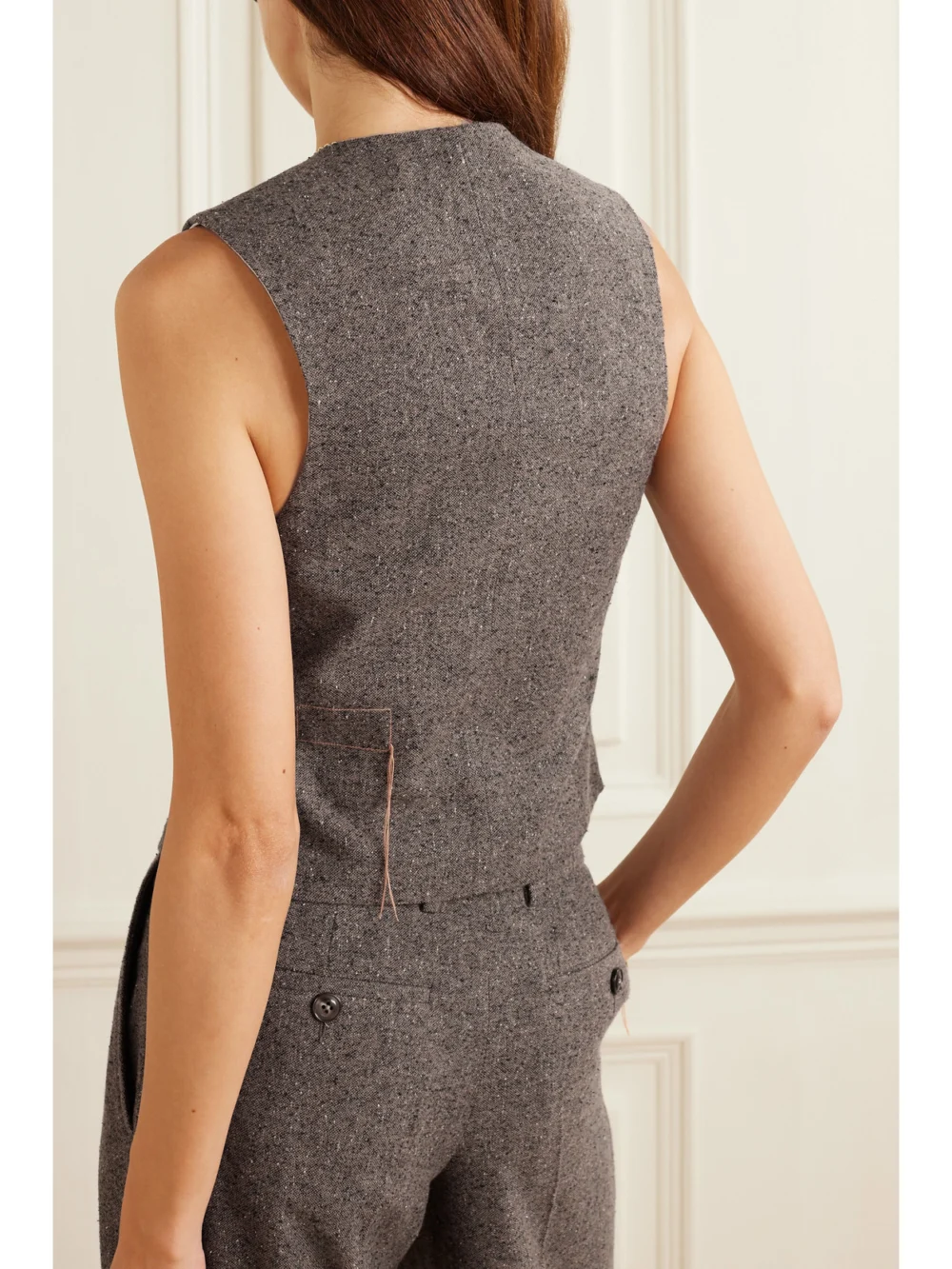 Back view of the Fortela Demi Mélange Wool-blend Tweed Vest