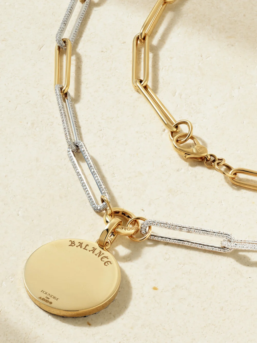 Back view of the FoundRae Balance 18-karat Yellow and White Gold Diamond Necklace